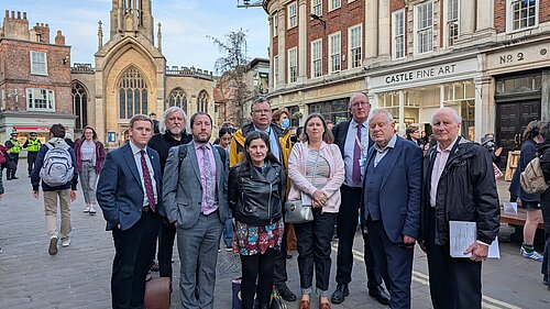 Lib Dem Cllrs at the anti-cuts rally before the meeting