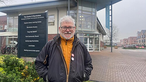 Local campaigner Ian Eiloart outside Burnholme Library