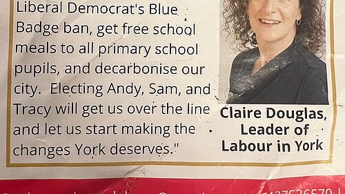 Leaflet from 2023 with the promise “York needs a Labour-run council to freeze your council tax.”