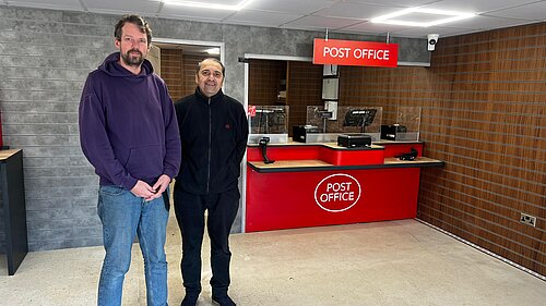 Councillor Hollyer at the opening of the post office