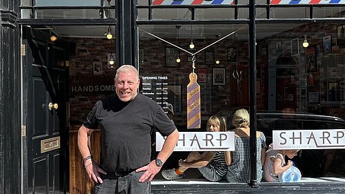 Tony Hookham standing outside Sharps